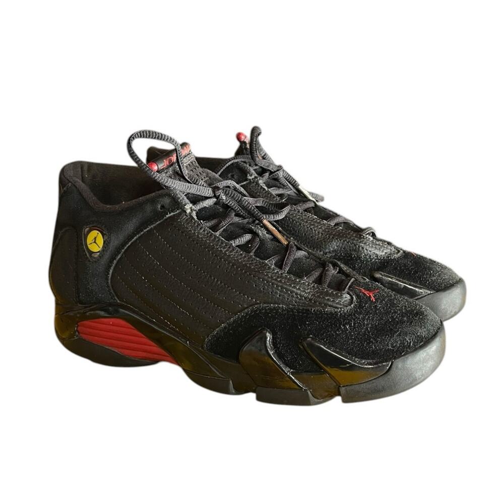 Nike Air Jordan 14 Retro "Last Shot" Basketball Sneakers Size 6Y Black Red BRED - Picture 3 of 6